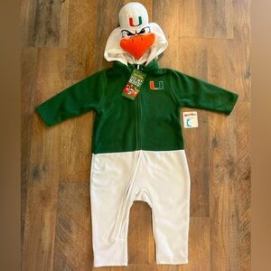 Miami University Hurricanes Ibis Hooded Fleece Bodysuit Baby Size 18 Months NWT